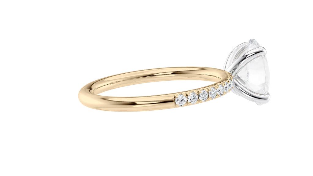 Oval Solitaire Slim Diamond Band Engagement Ring