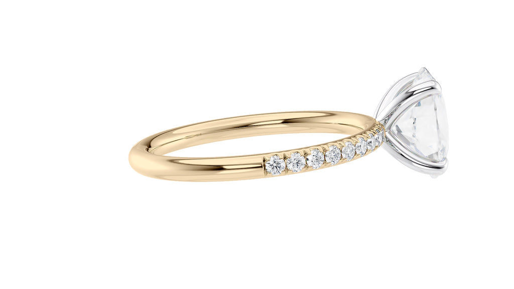 Oval Solitaire Slim Diamond Band Engagement Ring
