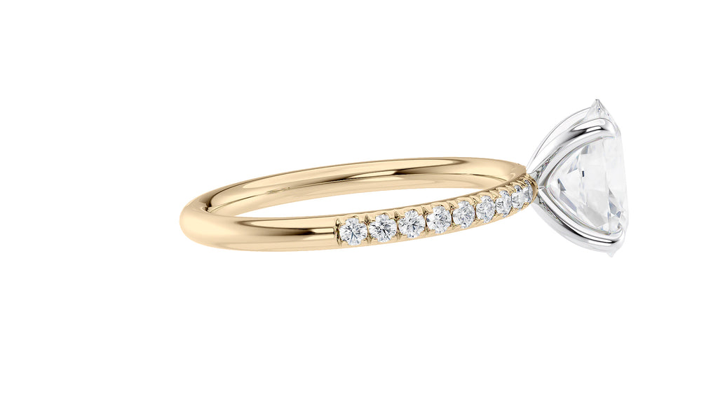Oval Solitaire Slim Diamond Band Engagement Ring
