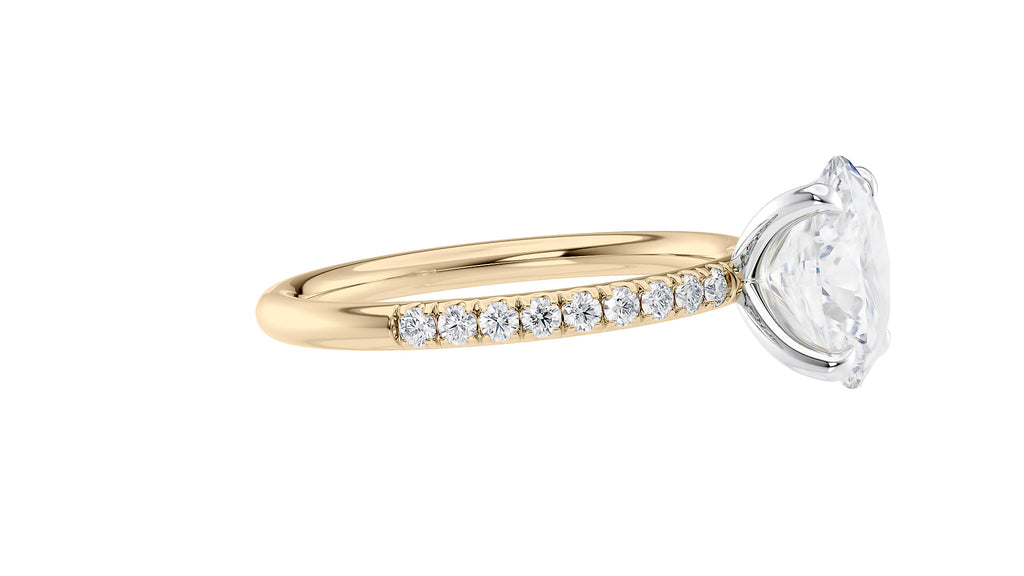 Oval Solitaire Slim Diamond Band Engagement Ring