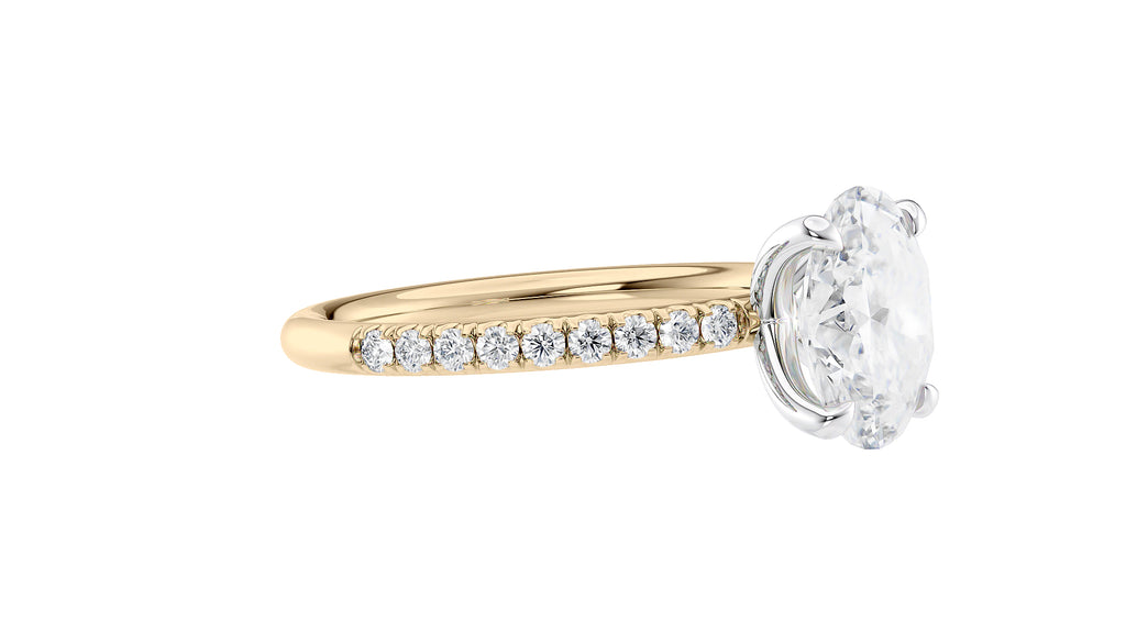 Oval Solitaire Slim Diamond Band Engagement Ring