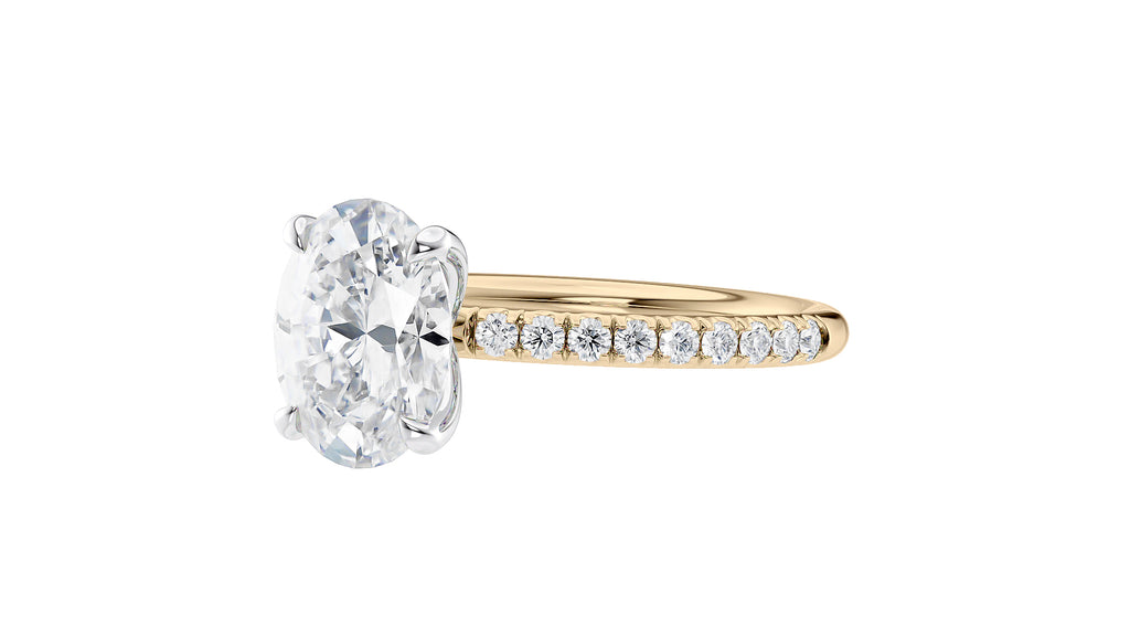 Oval Solitaire Slim Diamond Band Engagement Ring