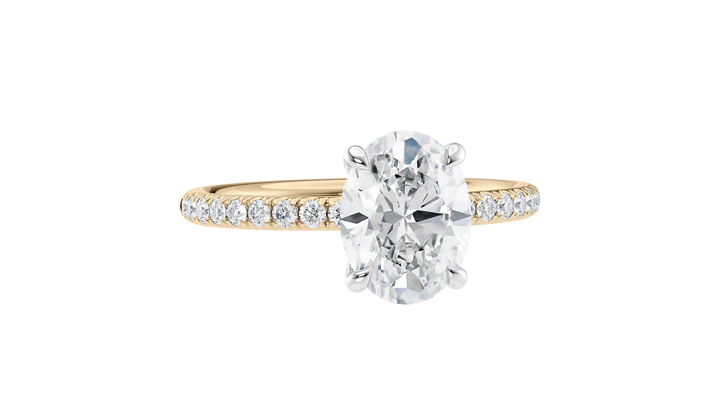 Oval Solitaire Slim Diamond Band Engagement Ring