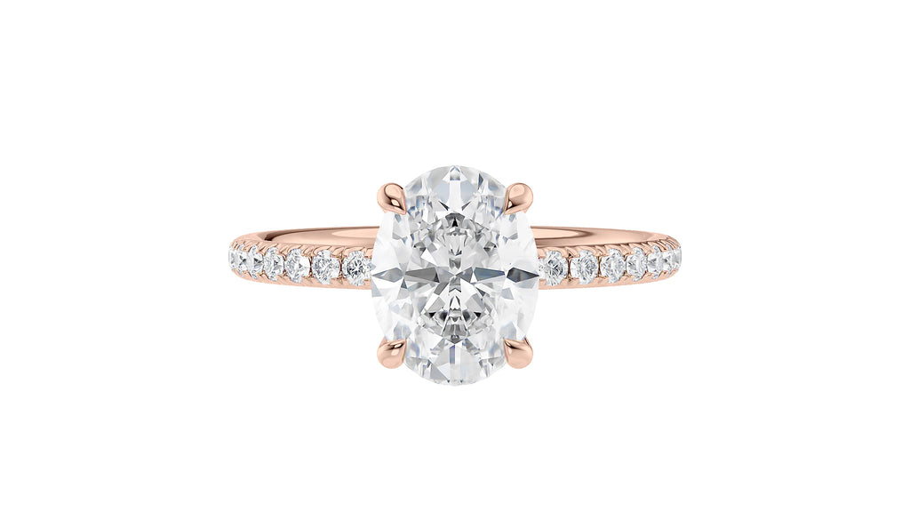 Oval Solitaire Slim Diamond Band Engagement Ring