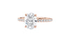Oval Solitaire Slim Diamond Band Engagement Ring