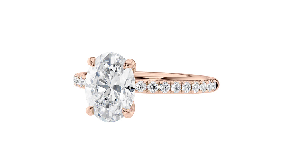 Oval Solitaire Slim Diamond Band Engagement Ring