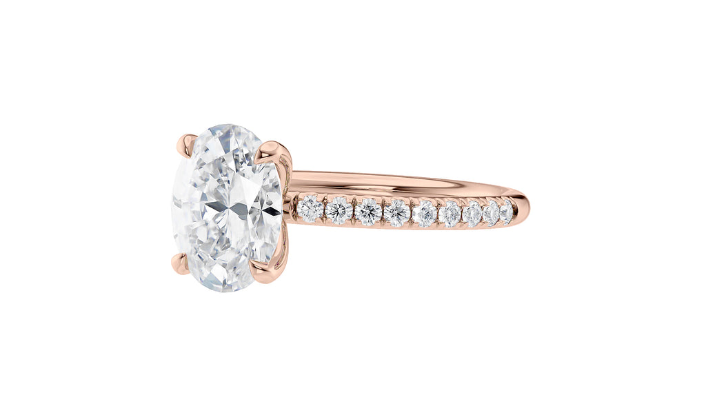 Oval Solitaire Slim Diamond Band Engagement Ring