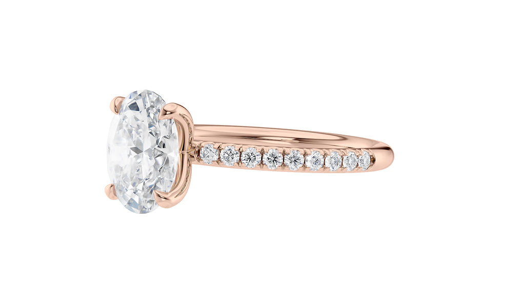 Oval Solitaire Slim Diamond Band Engagement Ring