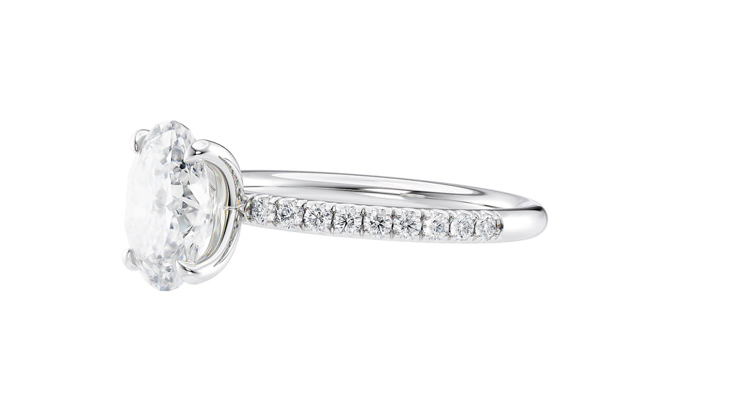 Oval Solitaire Slim Diamond Band Engagement Ring