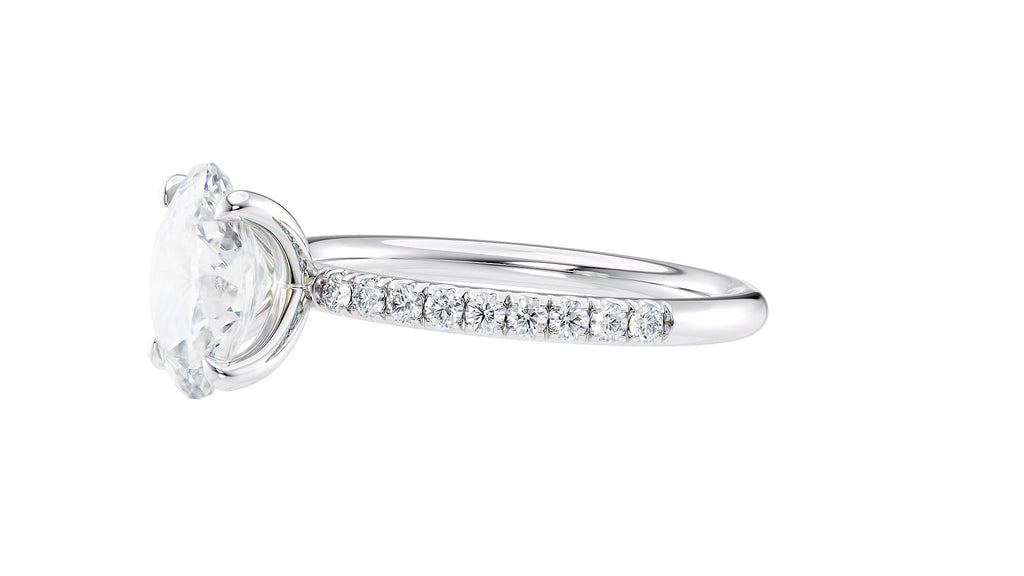 Oval Solitaire Slim Diamond Band Engagement Ring