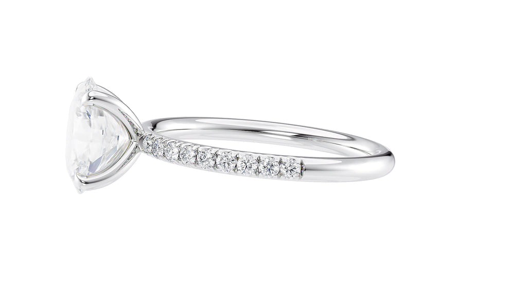 Oval Solitaire Slim Diamond Band Engagement Ring