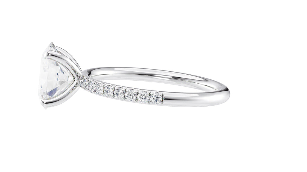 Oval Solitaire Slim Diamond Band Engagement Ring
