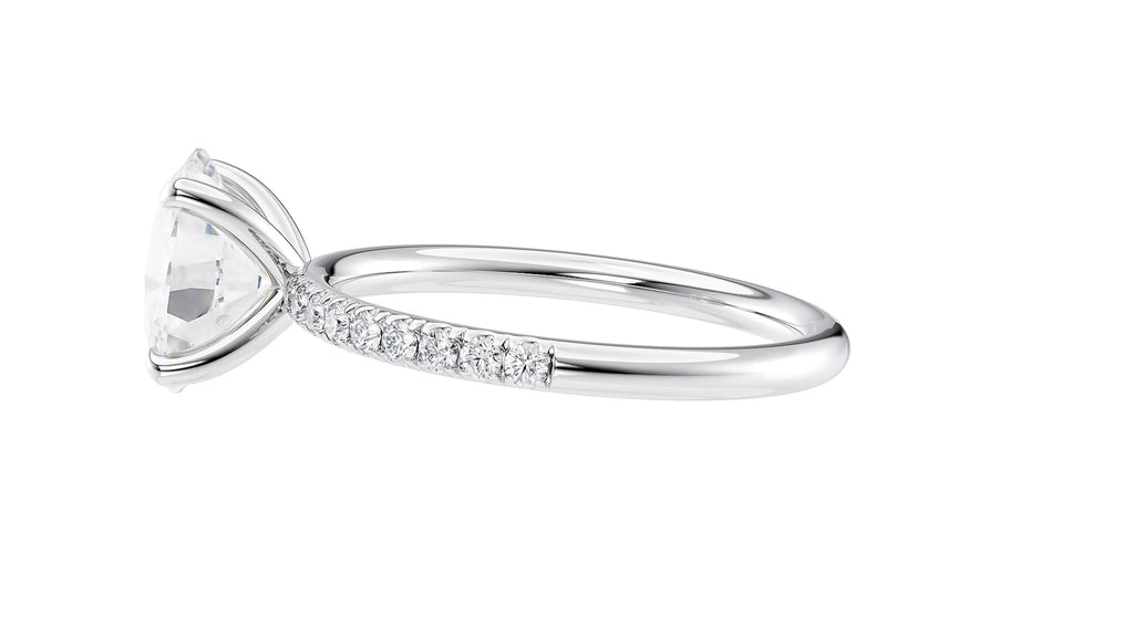 Oval Solitaire Slim Diamond Band Engagement Ring