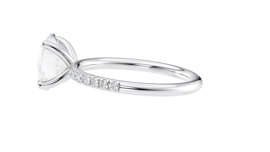 Oval Solitaire Slim Diamond Band Engagement Ring