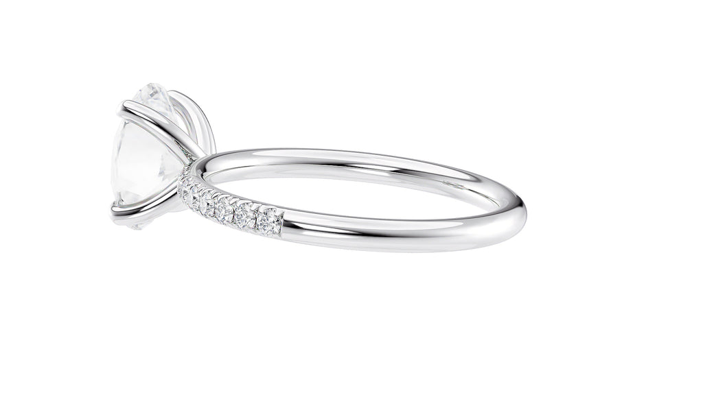 Oval Solitaire Slim Diamond Band Engagement Ring