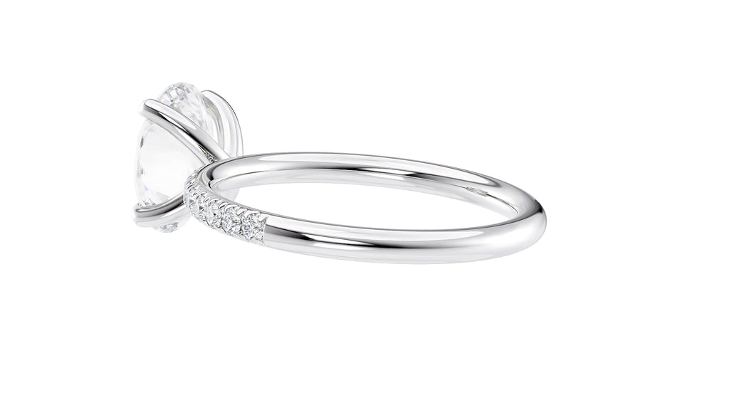Oval Solitaire Slim Diamond Band Engagement Ring