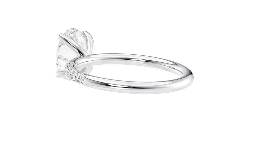 Oval Solitaire Slim Diamond Band Engagement Ring