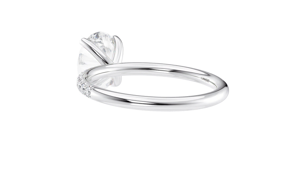 Oval Solitaire Slim Diamond Band Engagement Ring