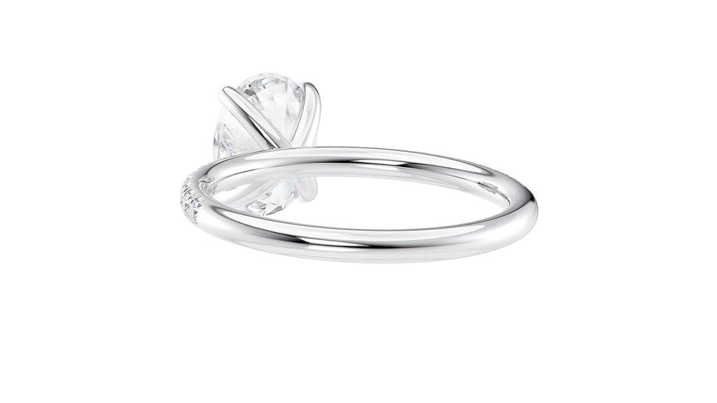Oval Solitaire Slim Diamond Band Engagement Ring