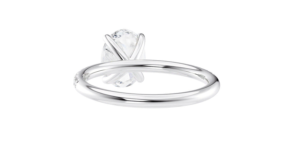 Oval Solitaire Slim Diamond Band Engagement Ring