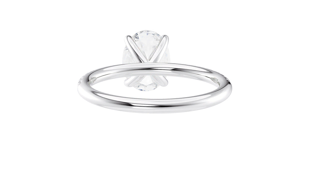 Oval Solitaire Slim Diamond Band Engagement Ring