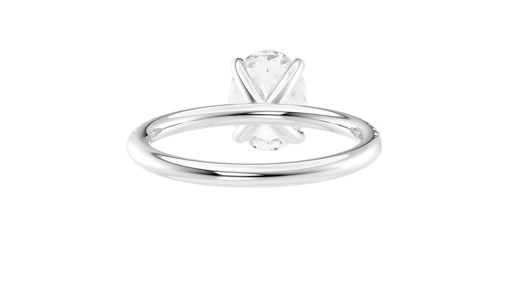 Oval Solitaire Slim Diamond Band Engagement Ring