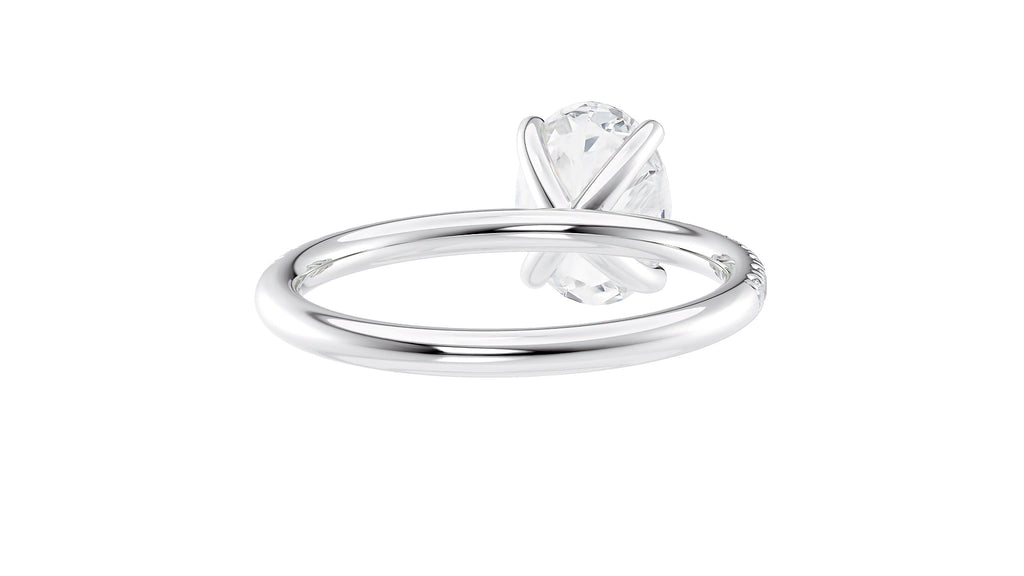 Oval Solitaire Slim Diamond Band Engagement Ring