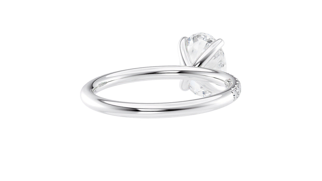 Oval Solitaire Slim Diamond Band Engagement Ring