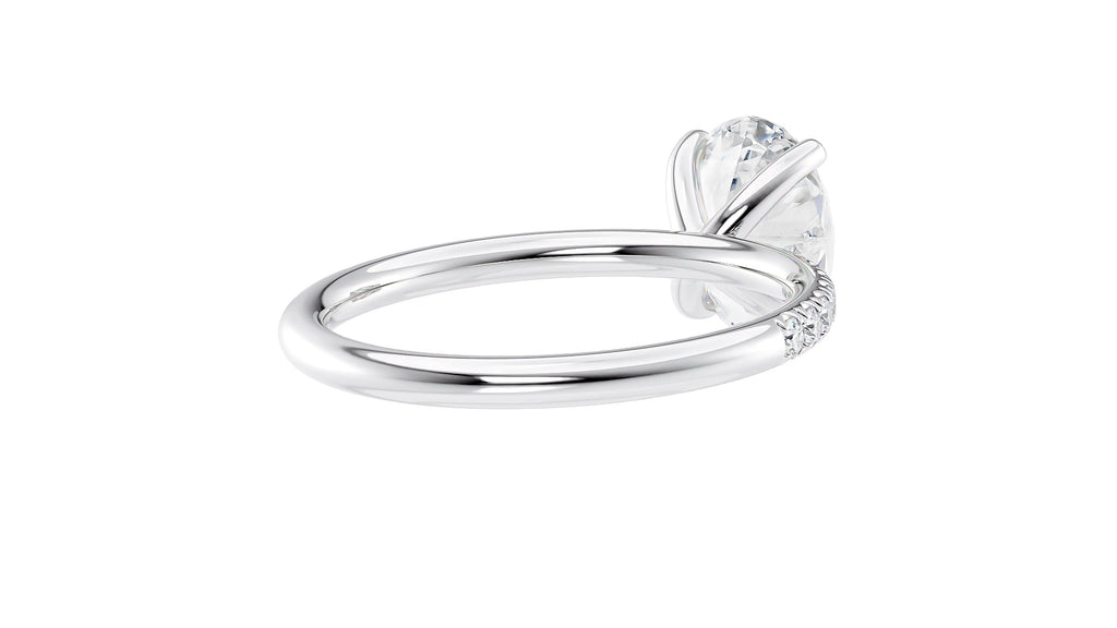 Oval Solitaire Slim Diamond Band Engagement Ring