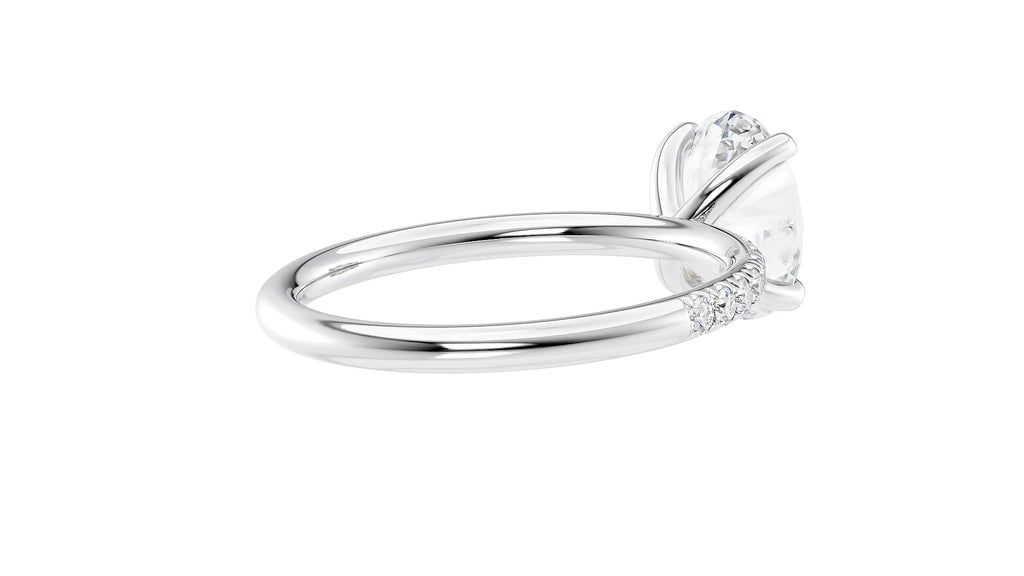 Oval Solitaire Slim Diamond Band Engagement Ring