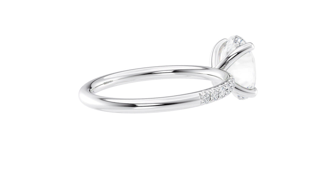 Oval Solitaire Slim Diamond Band Engagement Ring