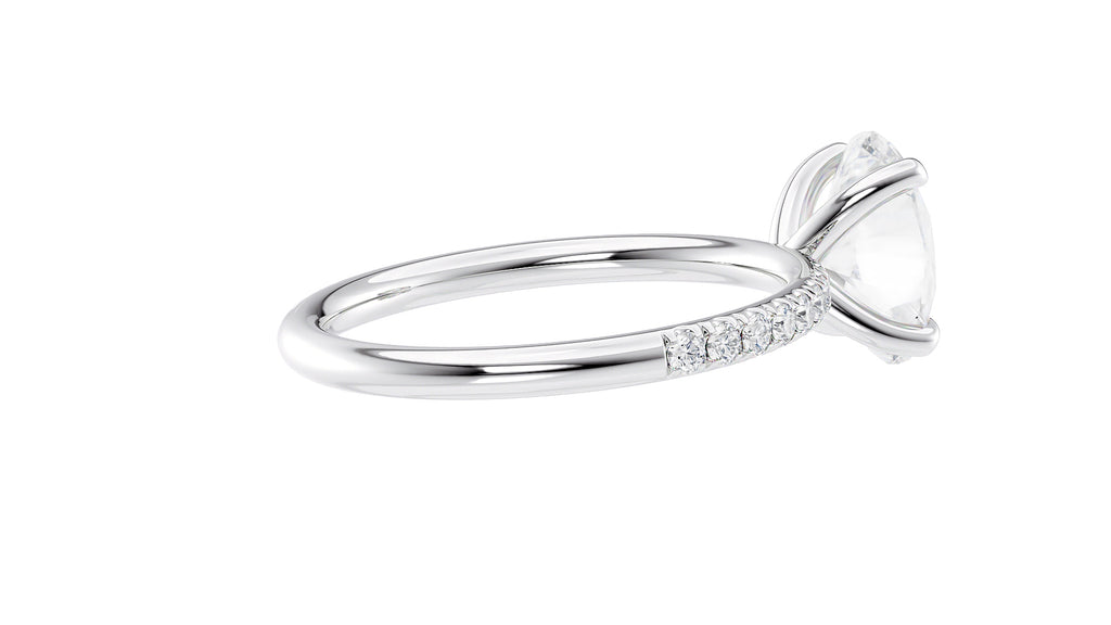 Oval Solitaire Slim Diamond Band Engagement Ring