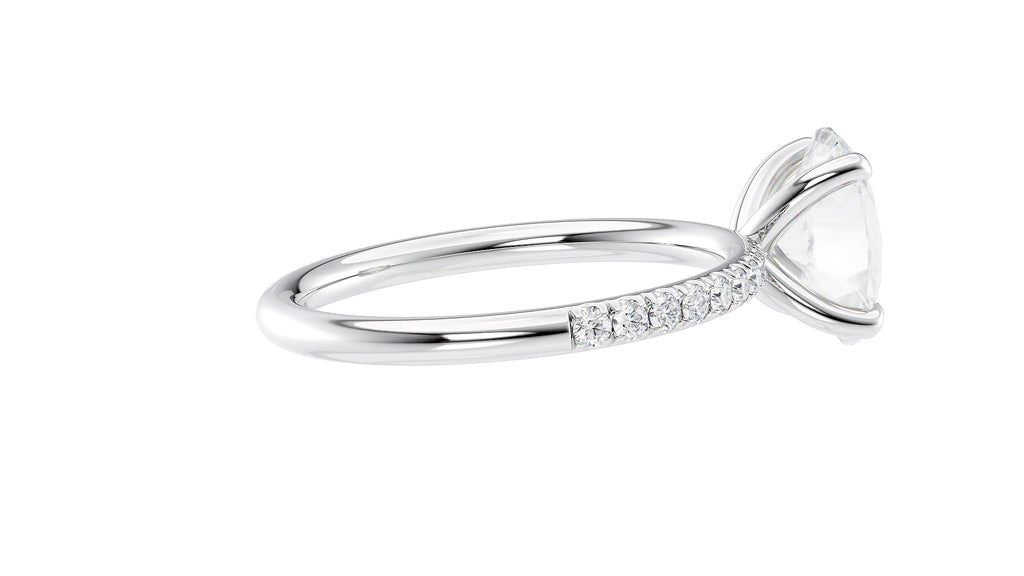 Oval Solitaire Slim Diamond Band Engagement Ring