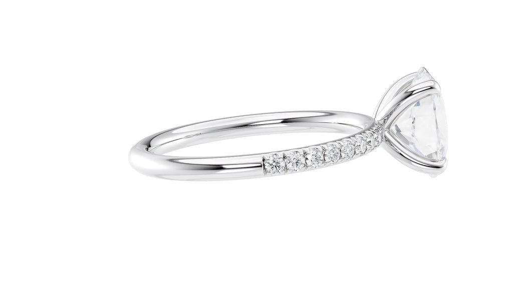 Oval Solitaire Slim Diamond Band Engagement Ring