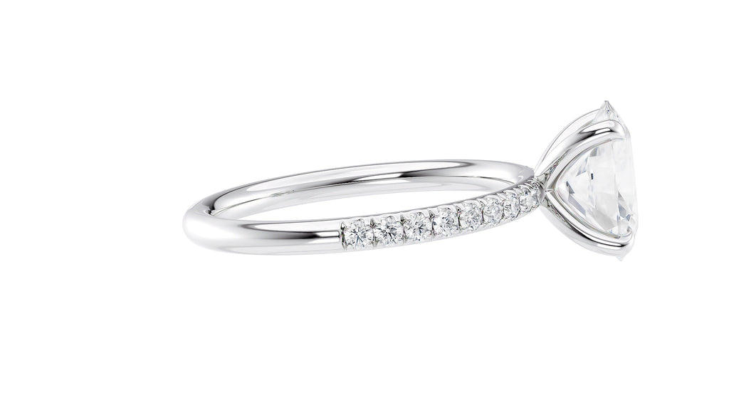 Oval Solitaire Slim Diamond Band Engagement Ring