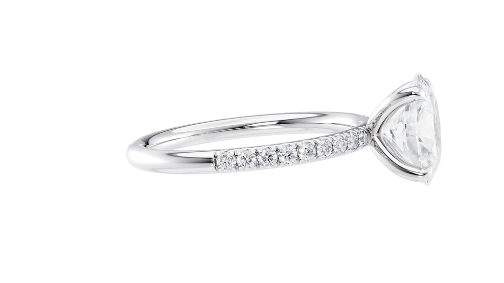 Oval Solitaire Slim Diamond Band Engagement Ring