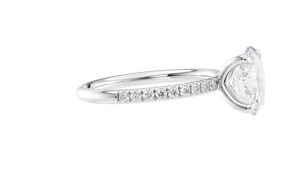 Oval Solitaire Slim Diamond Band Engagement Ring