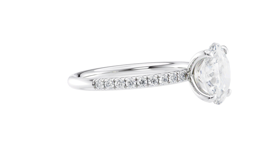 Oval Solitaire Slim Diamond Band Engagement Ring