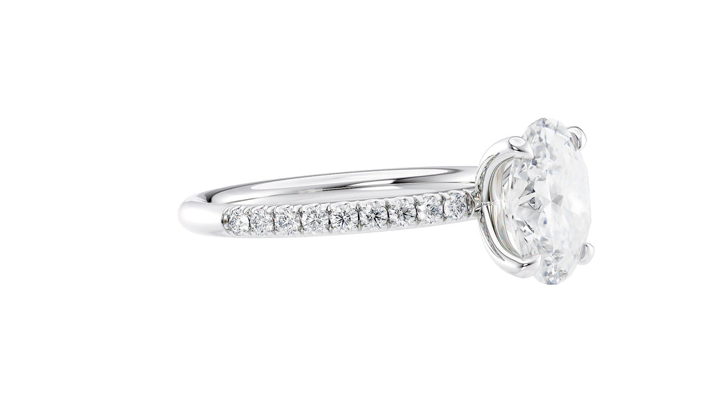 Oval Solitaire Slim Diamond Band Engagement Ring