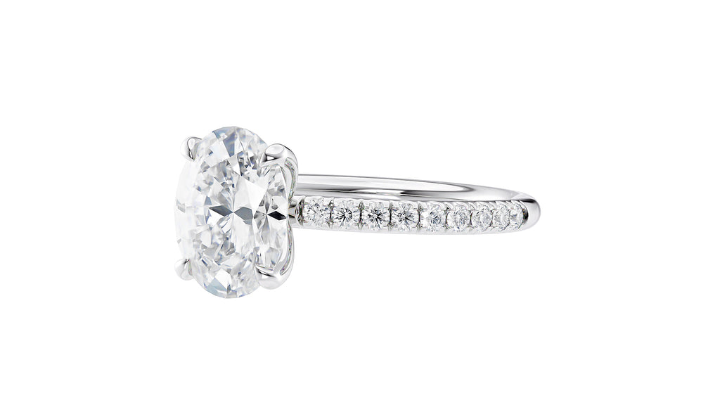 Oval Solitaire Slim Diamond Band Engagement Ring