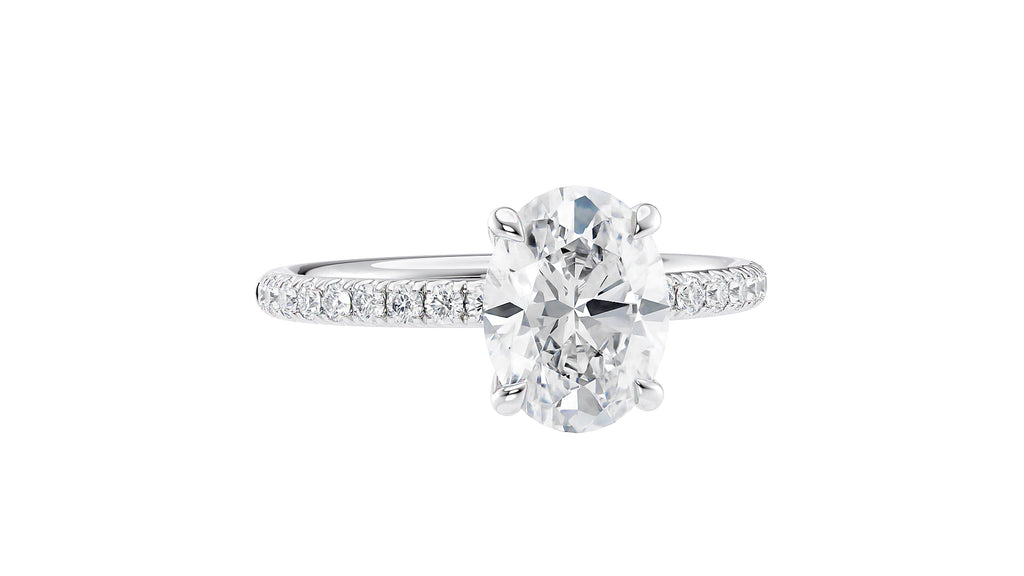 Oval Solitaire Slim Diamond Band Engagement Ring