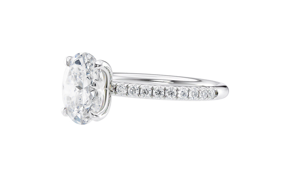 Oval Solitaire Slim Diamond Band Engagement Ring
