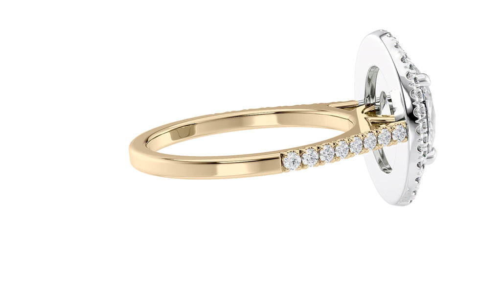 Oval Double Halo Diamond Band Engagement Ring