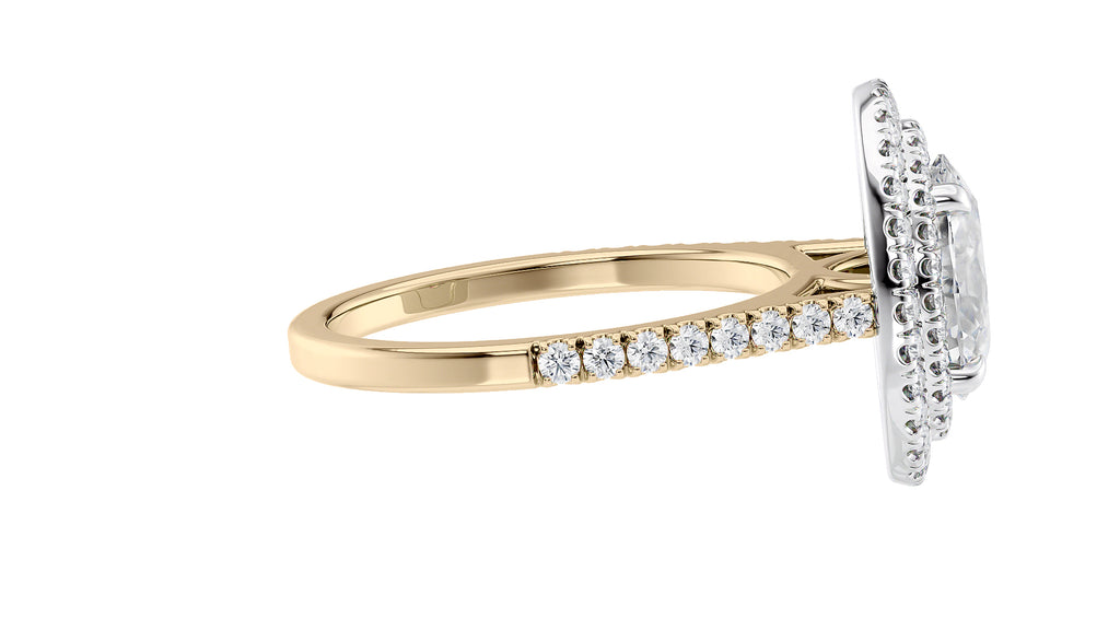 Oval Double Halo Diamond Band Engagement Ring
