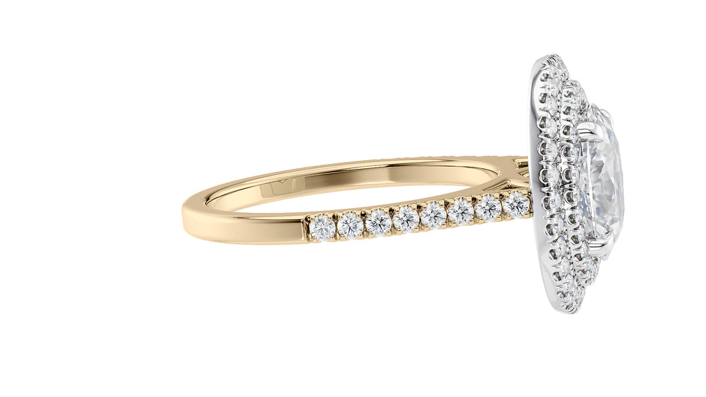 Oval Double Halo Diamond Band Engagement Ring