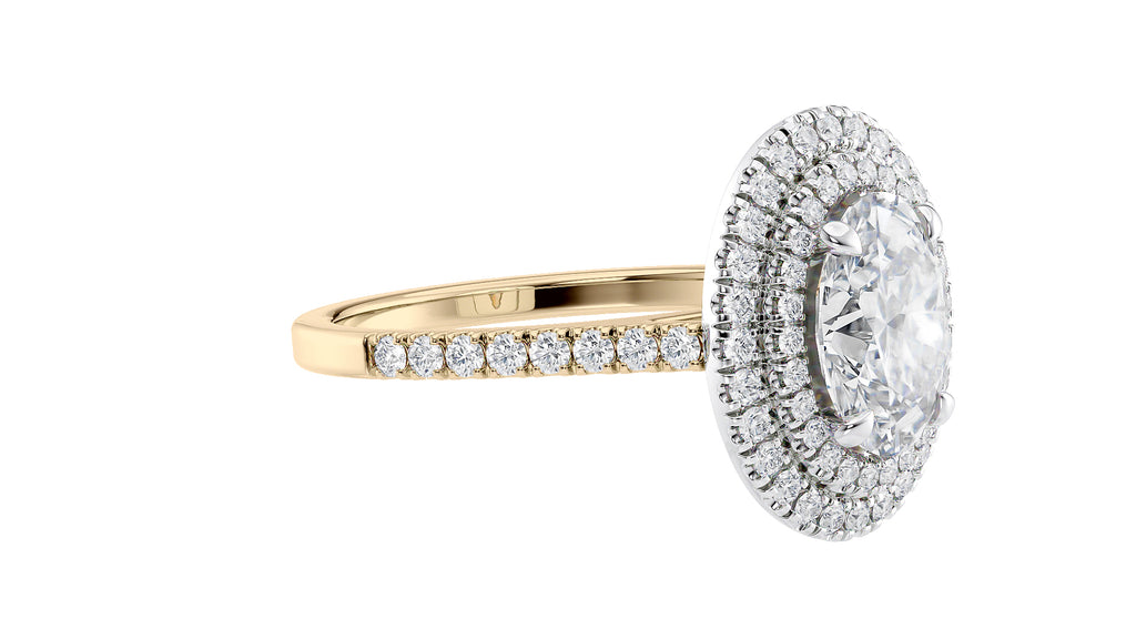 Oval Double Halo Diamond Band Engagement Ring
