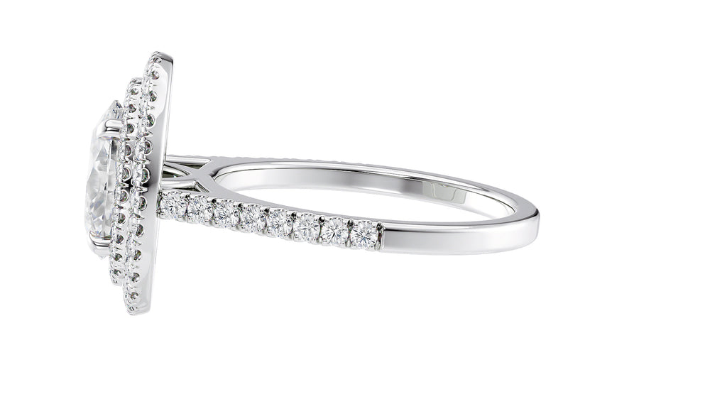 Oval Double Halo Diamond Band Engagement Ring