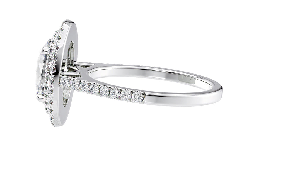 Oval Double Halo Diamond Band Engagement Ring