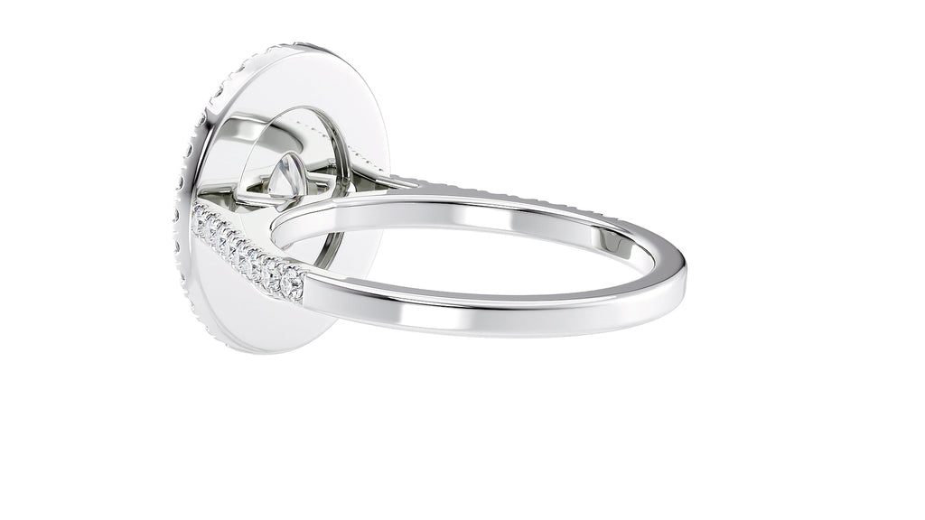 Oval Double Halo Diamond Band Engagement Ring