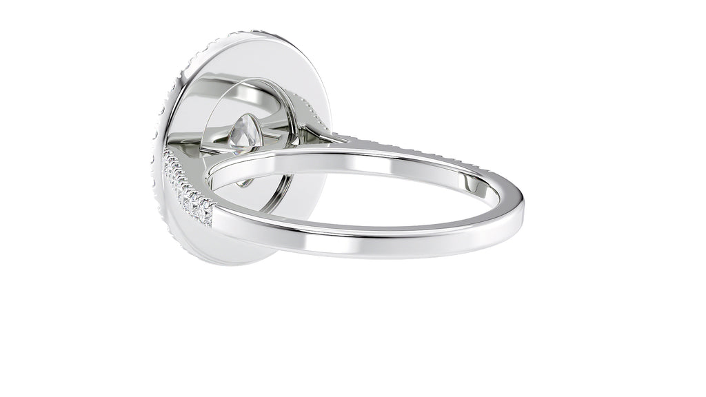 Oval Double Halo Diamond Band Engagement Ring